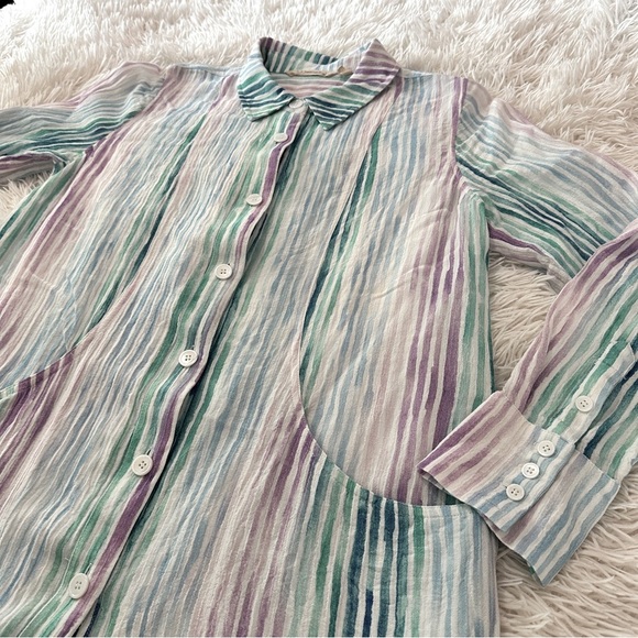 Soft Surroundings Button Front Striped Tunic Long Sleeve Size Small - Picture 14 of 16
